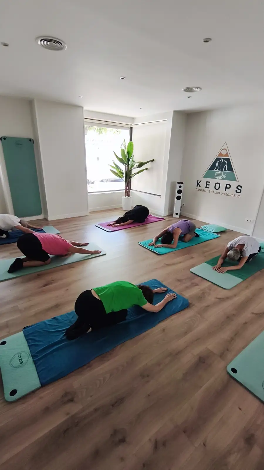 Personas realizando ejercicios de Pilates en grupo